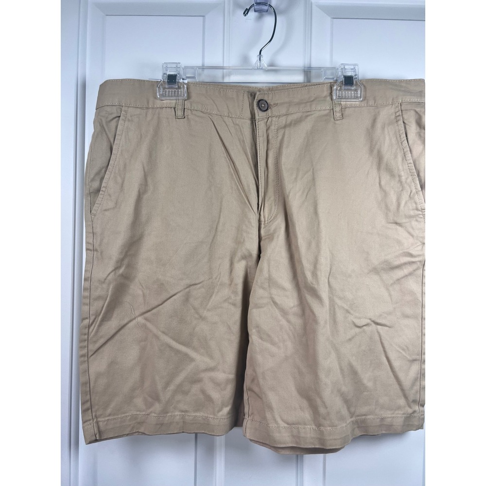 Havana Jim Mens Khaki Chino Shorts Size 38 Tan Flat Front Cotton Casual NWT
